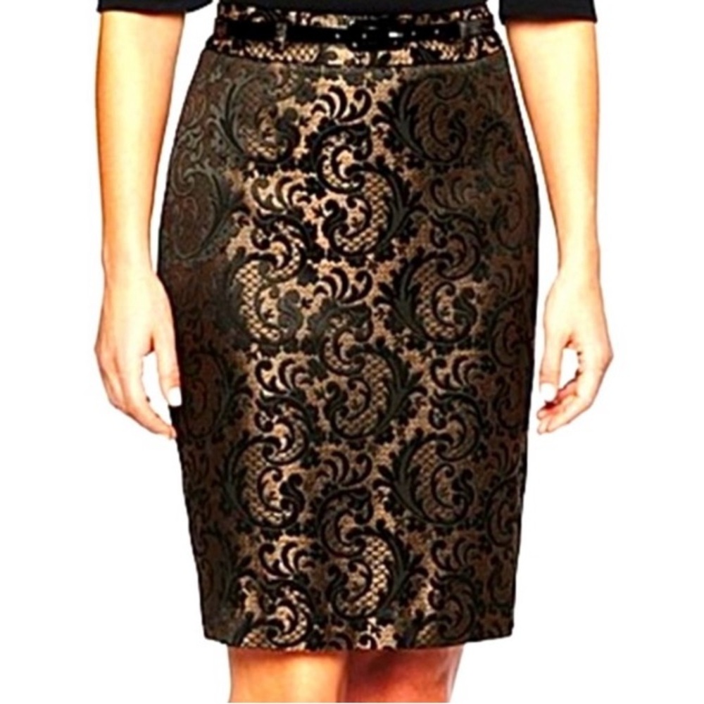 4/$20 Worthington  Black Lace Brocade Pencil Skirt NWT